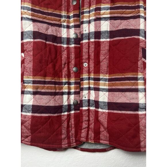 NWT Dickies Plaid Flannel Hooded Shirt Jacket Sz XS Womens Red Western Boho - Picture 6 of 14